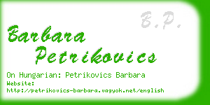 barbara petrikovics business card